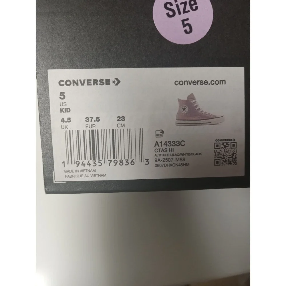 Converse All Star High‎ Top Sneakers - Altitude Lilac size 5 Kid